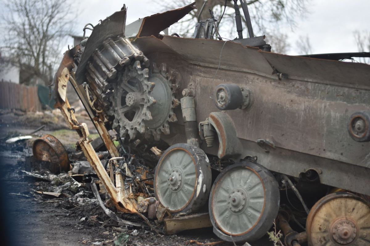 Battlefield with debris